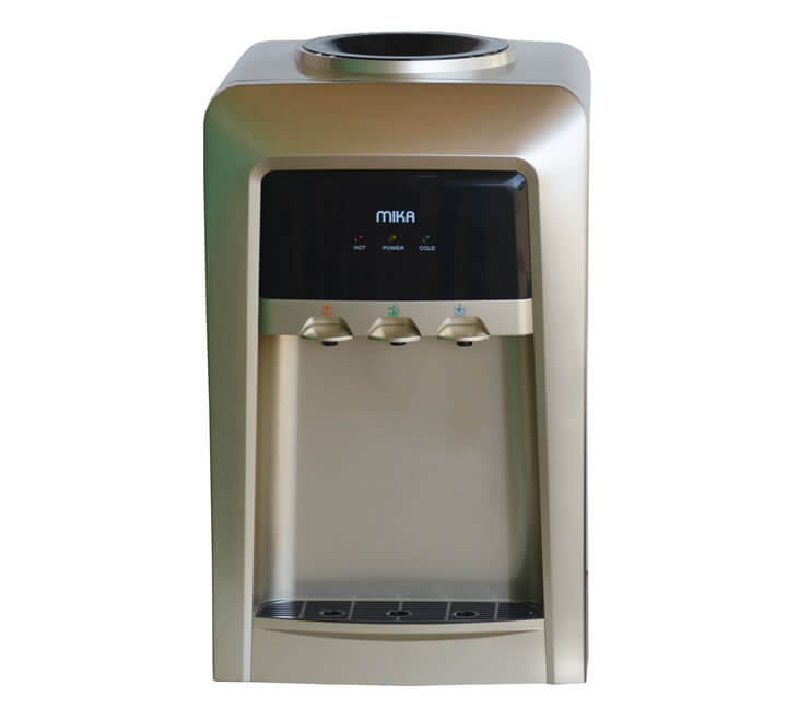 Mika Water Dispenser, Table Top, Hot, Normal & Cold, Electric cooling, Gold & Black
